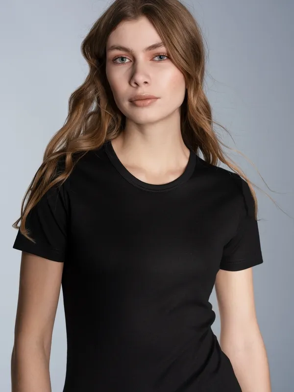 T-Shirt aus Baumwolle/Elastan Schwarz